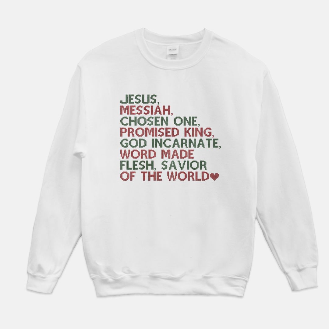 Savior of The World Cross Stitch Crewneck