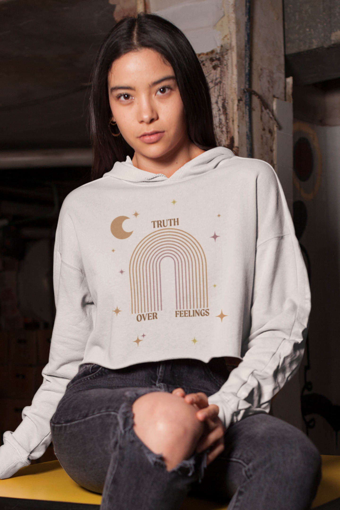 Truth Over Feelings Cropped Sweatshirt